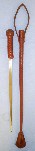  WW1 Era British Officers Brown Leather Covered Swagger / Riding Crop Sword Stick & Scabbard With Retaining Strap. Sn 20560 Other Blade