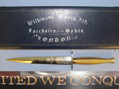 MINT**Cased, Limited Edition Blade 406 Of 500, WW2 Commemorative Wilkinson Sword Fairbairn Sykes 3rd Pattern FS Fighting Knife \'United We Conquer 1940-1945\' With Etched Blade & Factory Commissioned Durham Light Infantry Regiment Badge. Sn 21321 Knive