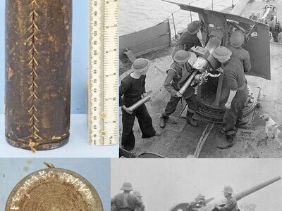DEACTIVATED INERT. MINT. British, Naval, 1943 Dated, 12 Pounder 18 Cwt (76.2 x 390R) DRILL Projectile. - O 2169 DEACTIVATED INERT. MINT. British, Naval, 1943 Dated, 12 Pounder 18 Cwt (76.2 x 390R) DRILL Projectile. - O 2169  Other Ammunition
