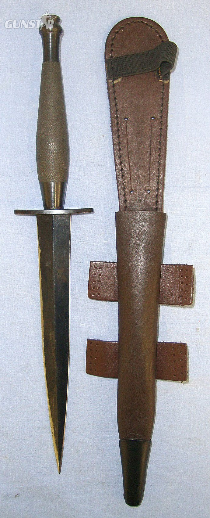 Post WW2 British WD Hopkinson Sheffield Nowill & Sons Sheffield Marked 2nd Pattern FS Commando Fighting Knife & Scabbard. Sn 23484:91  Knive in 