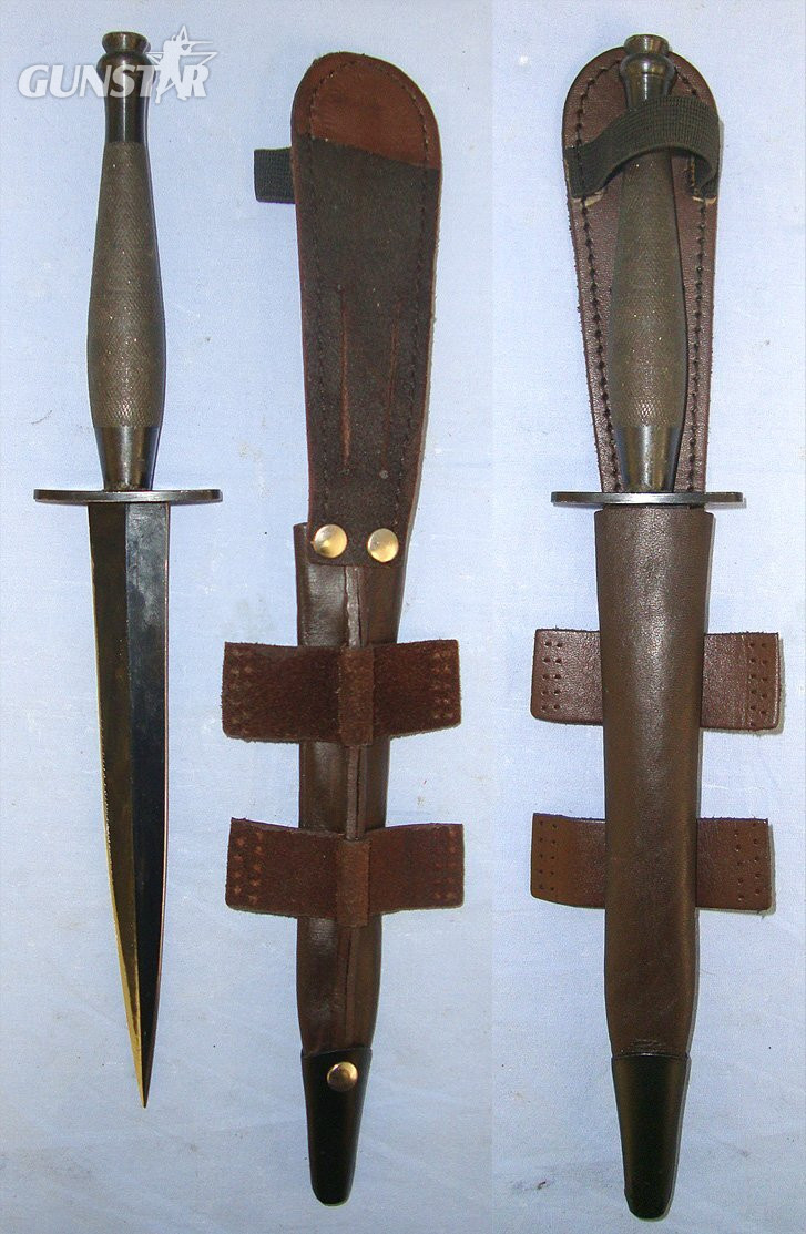  Post WW2 British WD Hopkinson Sheffield Nowill & Sons Sheffield Marked 2nd Pattern FS Commando Fighting Knife & Scabbard. Sn 23484:91  Knive