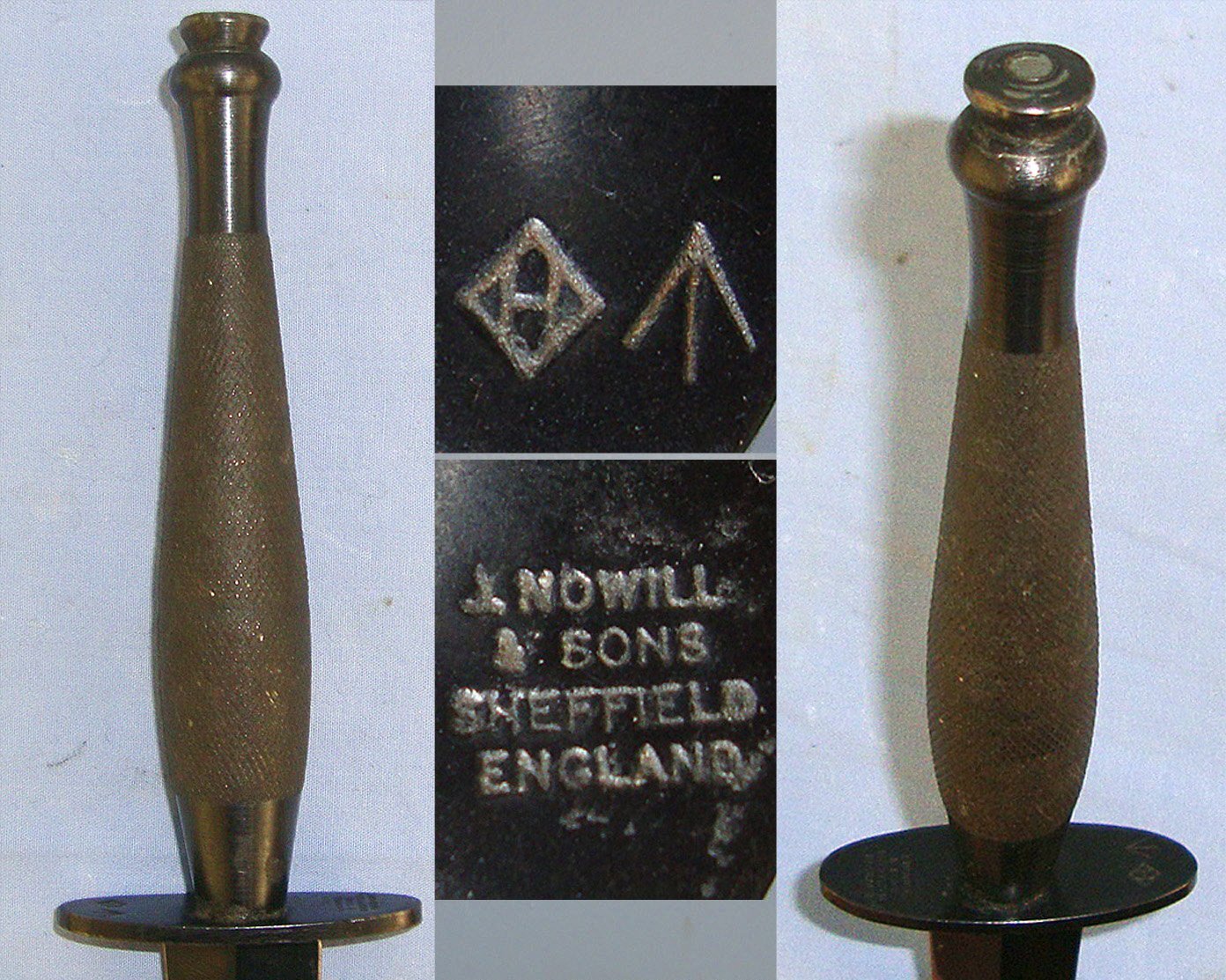 Post WW2 British WD Hopkinson Sheffield Nowill & Sons Sheffield Marked 2nd Pattern FS Commando Fighting Knife & Scabbard. Sn 23484:91  Knive