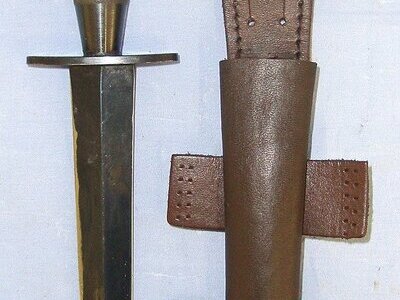 Post WW2 British WD Hopkinson Sheffield Nowill & Sons Sheffield Marked 2nd Pattern FS Commando Fighting Knife & Scabbard. Sn 23484:91  Knive