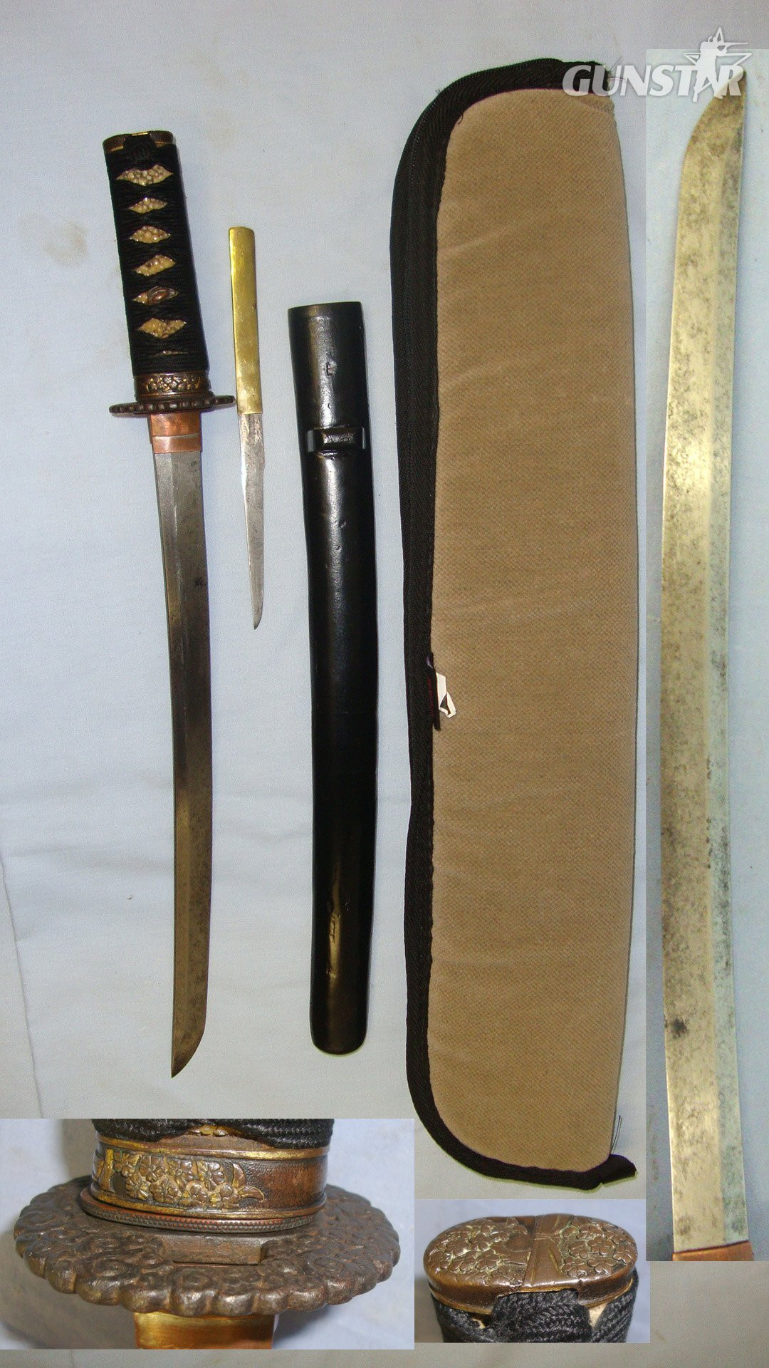  ANCIENT 1700 - 1750’s BLADE**Japanese Yamato Influence Ko (Small) Wakizashi Short Sword, Iron Tsuba, Signed ‘MASA TSUGU’, Ko-Gatana Side Knife, Scabbard Padded Carry Bag & Expert Assessment. Sn 23030 Sword