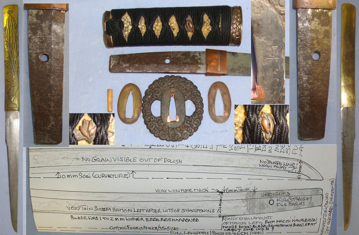 ANCIENT 1700 - 1750’s BLADE**Japanese Yamato Influence Ko (Small) Wakizashi Short Sword, Iron Tsuba, Signed ‘MASA TSUGU’, Ko-Gatana Side Knife, Scabbard Padded Carry Bag & Expert Assessment. Sn 23030 Sword