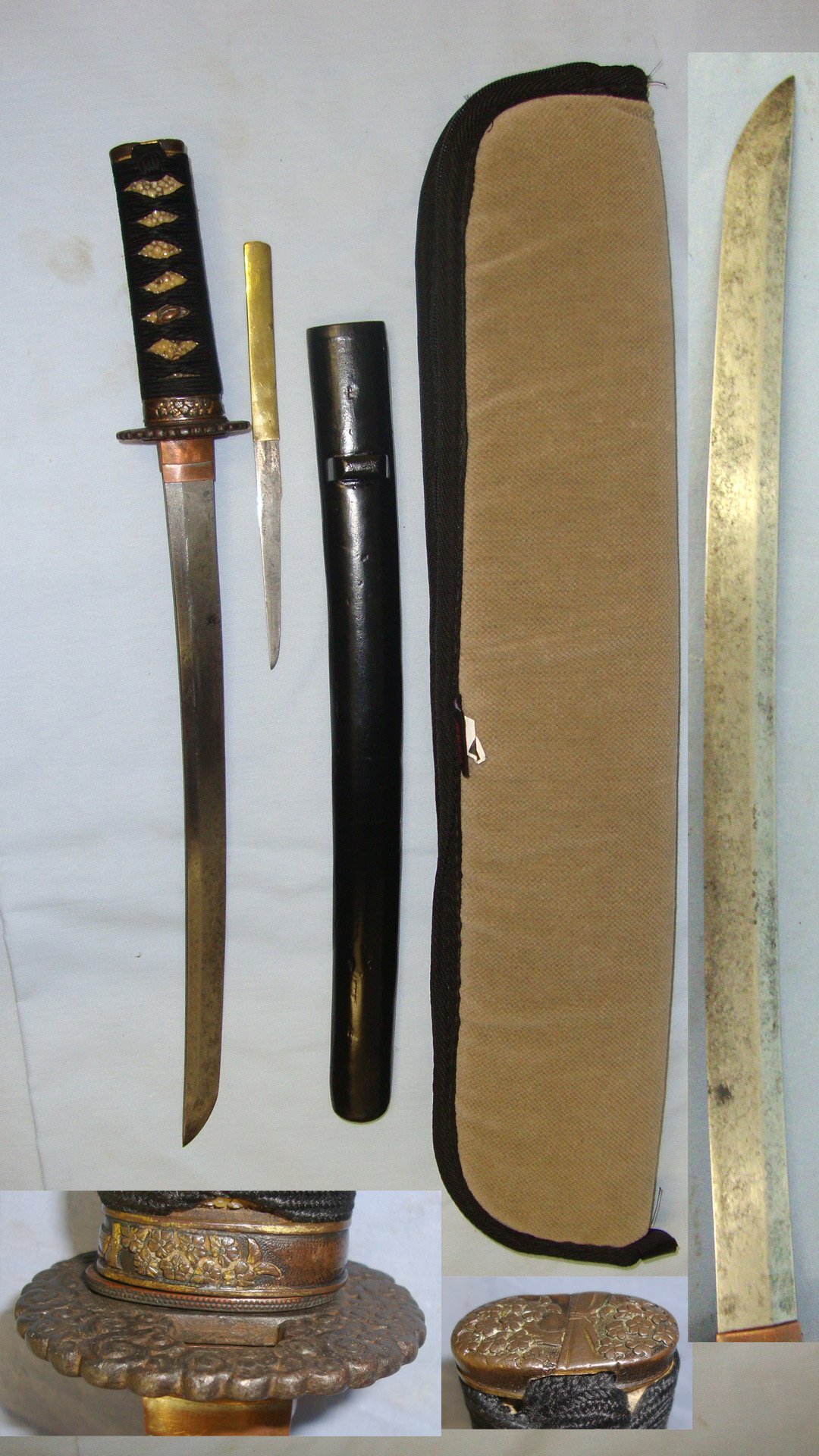  ANCIENT 1700 - 1750’s BLADE**Japanese Yamato Influence Ko (Small) Wakizashi Short Sword, Iron Tsuba, Signed ‘MASA TSUGU’, Ko-Gatana Side Knife, Scabbard Padded Carry Bag & Expert Assessment. Sn 23030 Sword