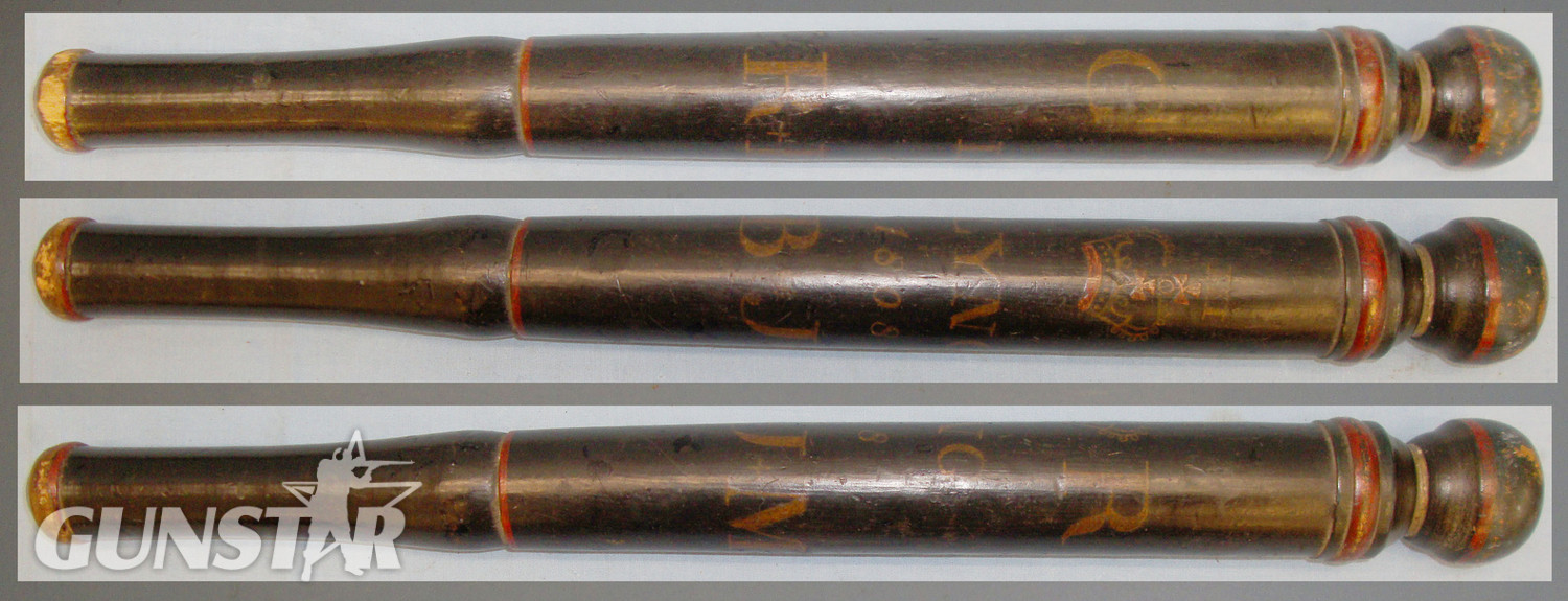Georgian LYNG (Norfolk) Wood Baluster Tipstaff Truncheon with Hand Painted Decoration Crown G III R Royal Cypher. 20610. Georgian LYNG (Norfolk) Wood Baluster Tipstaff Truncheon with Hand Painted Decoration Crown G III R Royal Cypher. 20610. Antique & Militaria