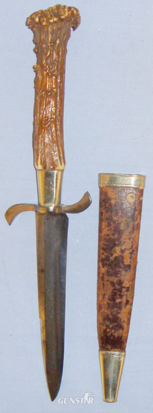 Private Purchase* German WWI Trench Knife with Stag Horn Grips. ED 2680. Dagger in 