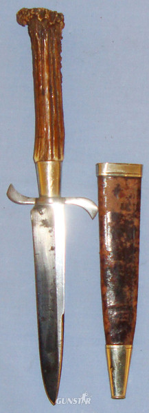  Private Purchase* German WWI Trench Knife with Stag Horn Grips. ED 2680. Dagger