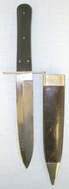 Victorian Era, Brookes & Crookes Sheffield Spear Point Bowie Knife With German Silver Cross Guard & Scabbard With German Silver Mounts Knive