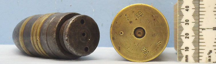  DEACTIVATED INERT. Early Russian Unfired 37mm (37 x 94R) Pom Pom Base Fused HE ( DEACTIVATED INERT. Early Russian Unfired 37mm (37 x 94R) Pom Pom Base Fused HE ( Antique & Militaria