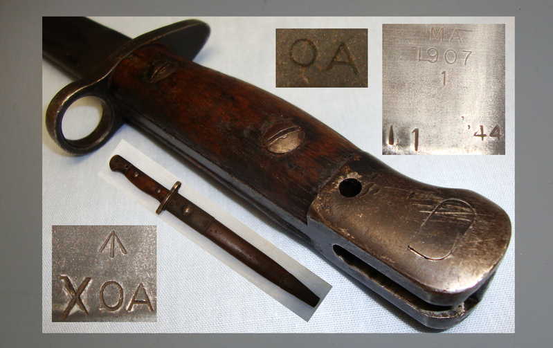 Australian Aybrid ‘Owen’ S.M.G. Bayonet and Scabbard. BAYO 769. Bayonet