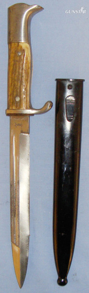 German Private Purchase ‘M98’ Dress Bayonet with Stag Grips by ‘Anton Wingen Jr Solingen’. BAYO 242. Bayonet in 