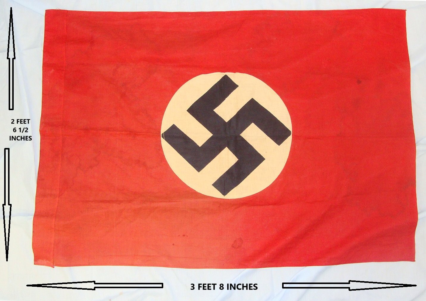 WW2 Era Nazi German NSDAP (National Socialist German Workers\' Party) Double Sided Flag (2 Feet 6 ½ Inches X 3 Feet 8 Inches). Sn 22472  Antique & Militaria