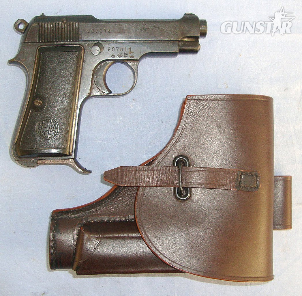 WW2 1941 Dated Fascist Italian Military Beretta Model 1934, 9mm Corto (.380 ACP) Semi Automatic Pistol With Later Leather Holster**MOVING PARTS EU 2025 DEACTIVATION**Sn 23484:93 deactivated pistol None Semi Auto in 