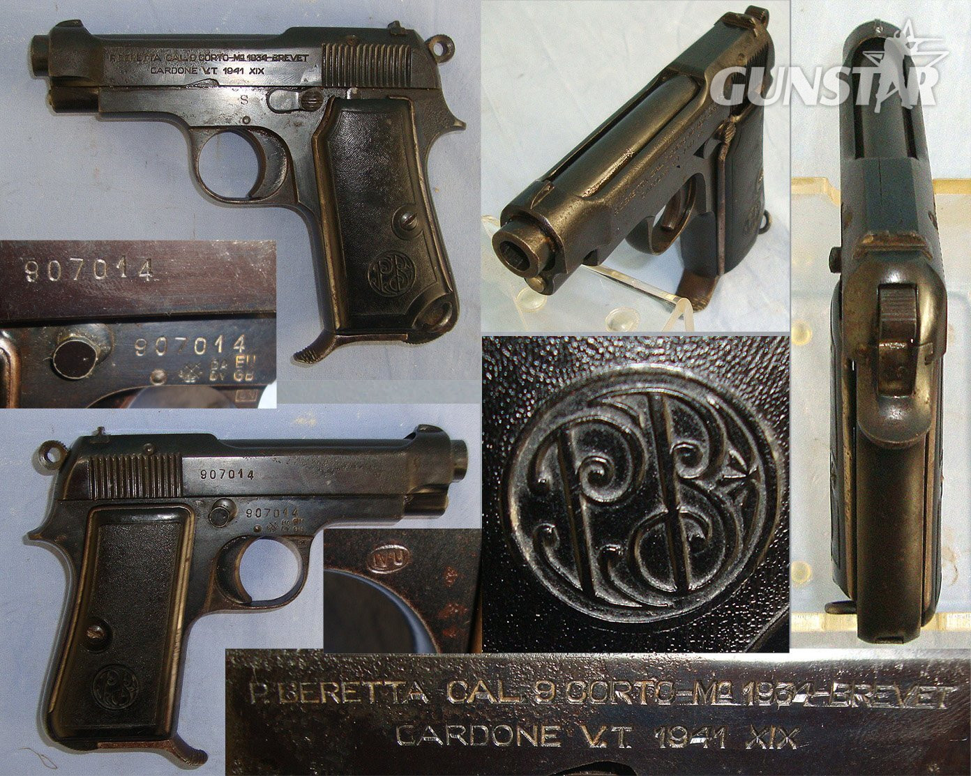 WW2 1941 Dated Fascist Italian Military Beretta Model 1934, 9mm Corto (.380 ACP) Semi Automatic Pistol With Later Leather Holster**MOVING PARTS EU 2025 DEACTIVATION**Sn 23484:93 deactivated pistol None Semi Auto