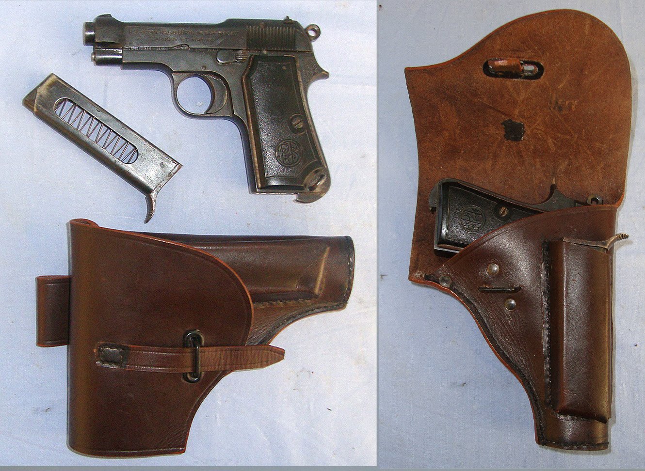  WW2 1941 Dated Fascist Italian Military Beretta Model 1934, 9mm Corto (.380 ACP) Semi Automatic Pistol With Later Leather Holster**MOVING PARTS EU 2025 DEACTIVATION**Sn 23484:93 deactivated pistol None Semi Auto