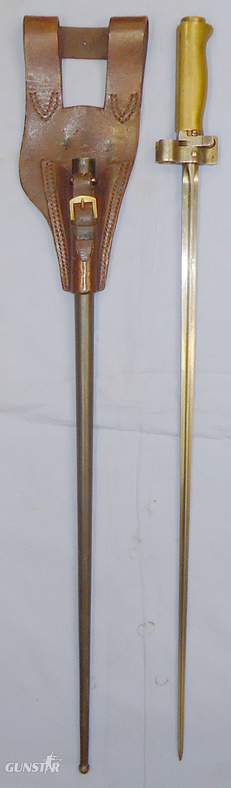 Scarce* French M1886/93/16 Epee Lebel Bayonet Manufactured Without Quillon with Scabbard and Hanger. 22426:4. Bayonet in 
