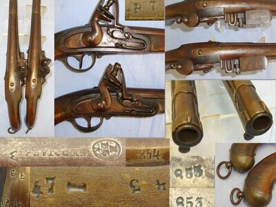 MATCHING NUMBERS**Brace Of Substantial Model 1798 Austrian Cavalry Officer’s 15 Bore Flintlock Pistols With Liege Proofs By Gottlieb Bentz & Brass Furniture. Sn 20616 flintlock 16 Bore/gauge Muzzleloader