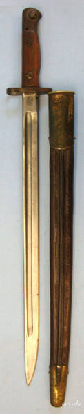 Sanderson British 1907 'Sanderson' Bayonet With Indian Brass Mounted Scabbard. Bayonet in 