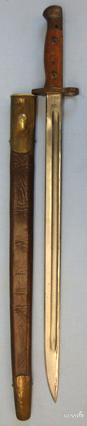 Sanderson British 1907 'Sanderson' Bayonet With Indian Brass Mounted Scabbard. Bayonet