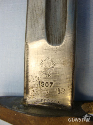  Sanderson British 1907 'Sanderson' Bayonet With Indian Brass Mounted Scabbard. Bayonet