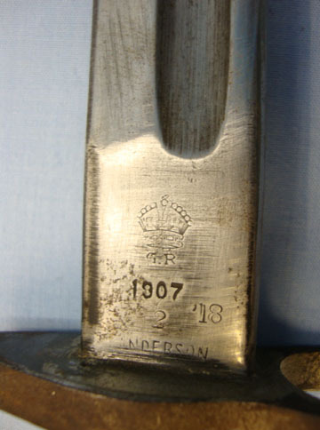  Sanderson British 1907 'Sanderson' Bayonet With Indian Brass Mounted Scabbard. Bayonet