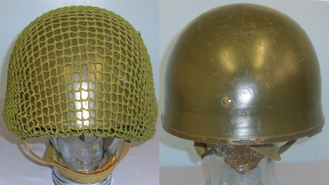  British Helmet Steel Airborne Troops (HSAT) MK II 4th Pattern Paratrooper’s Jump Helmet As Used By British Troops During The Falklands War With Liner, Correct 3 Point Chin Strap, Camo Net Cover & Canvas Carry Bag. Sn 21090  Antique & Militaria
