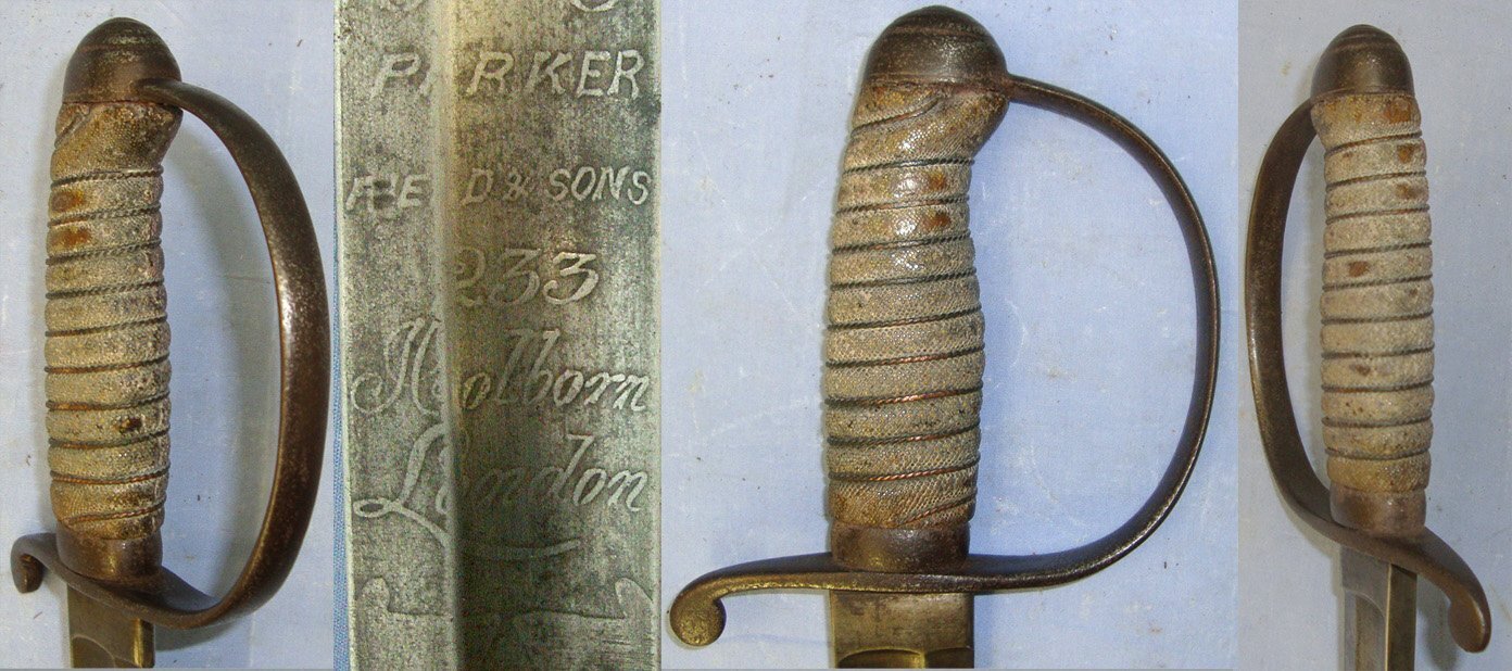 RARE**PARKHURST PRISON **Victorian British Parker Field & Sons London Parkhurst Prison (Isle of Wight) Prison Guard’s Hanger Sidearm Short Sword With Etched Blade ‘Parkhurst Prison’ & Scabbard. ED 3026 Sword