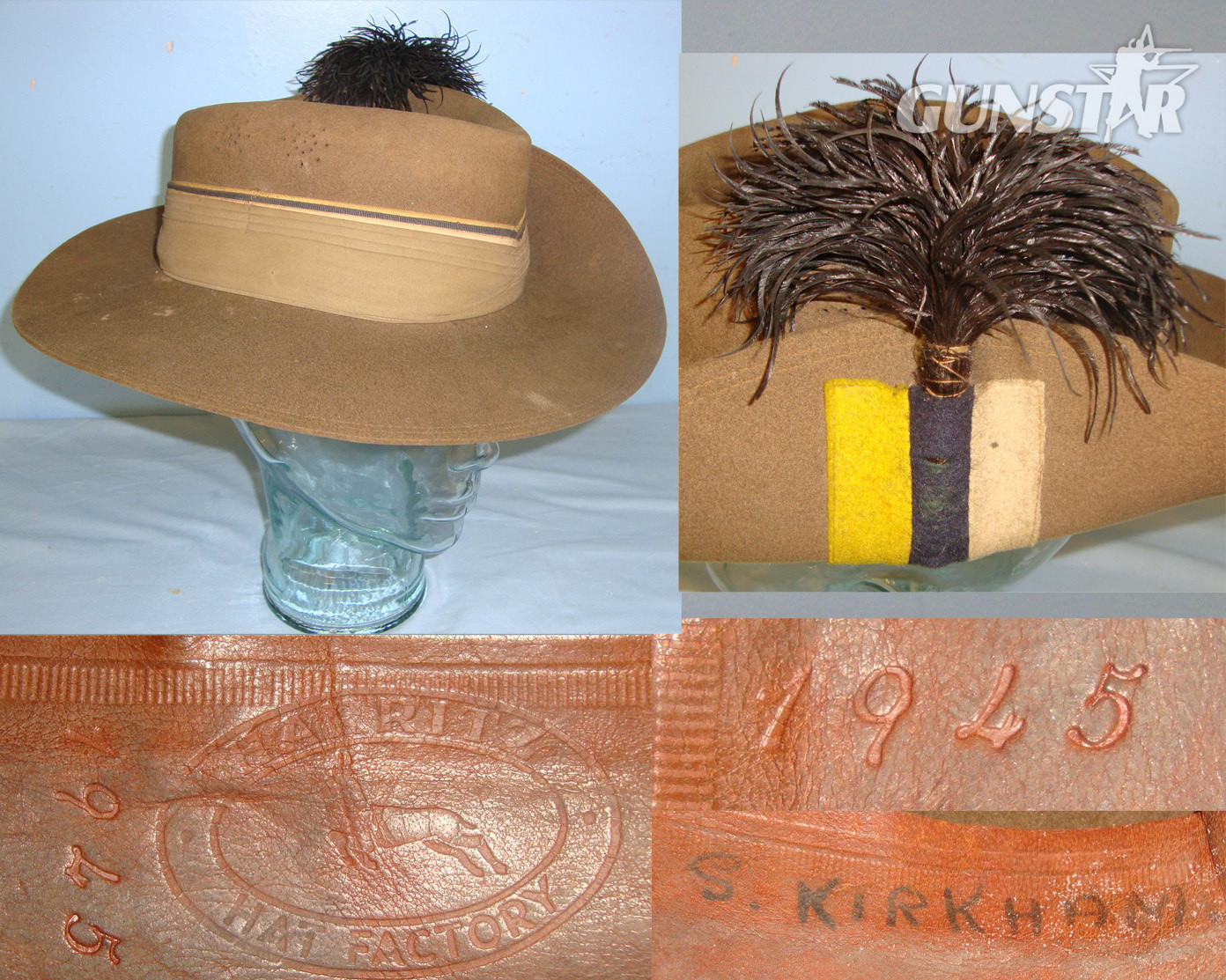 WW2 1945 North Africa Campaign British Officer’s Slouch Bush Hat By Harritz Hat Factory South Africa With Royal Army Service Corps (RASC) Divisional/ Formation Patch, Ostrich Feather Plume & Pagri Headband. Sn 21363  Clothing