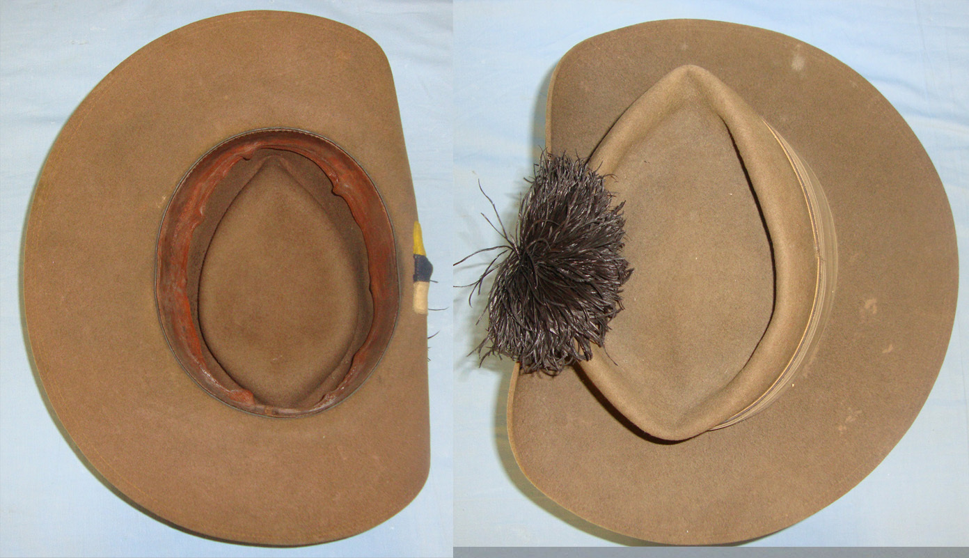  WW2 1945 North Africa Campaign British Officer’s Slouch Bush Hat By Harritz Hat Factory South Africa With Royal Army Service Corps (RASC) Divisional/ Formation Patch, Ostrich Feather Plume & Pagri Headband. Sn 21363  Clothing