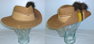 WW2 1945 North Africa Campaign British Officer’s Slouch Bush Hat By Harritz Hat Factory South Africa With Royal Army Service Corps (RASC) Divisional/ Formation Patch, Ostrich Feather Plume & Pagri Headband. Sn 21363  Clothing