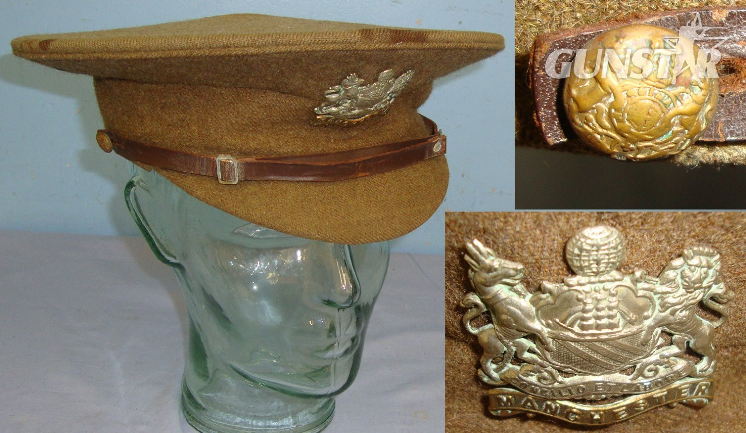 WW1 Era British Other Ranks Officer\'s Manchester Regiment Uniform Cap With Regiment Cap Badge. HE 860  Antique & Militaria