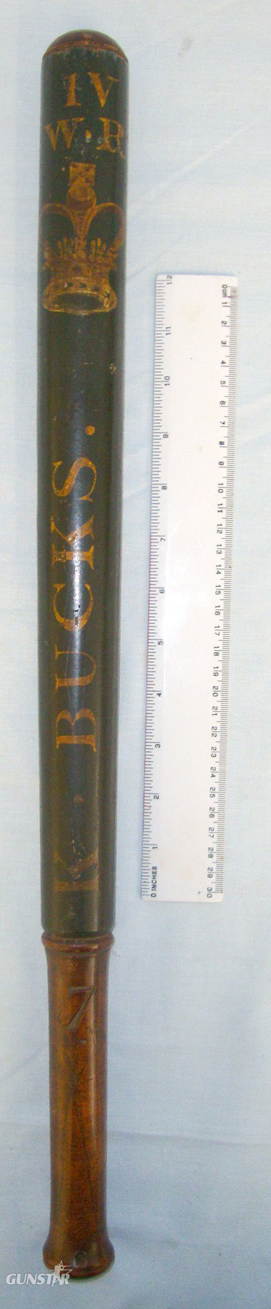 RARE**LARGE**C1835-1837 British William IV ‘K. Bucks’ (K Division Or Weights & Measures Area Buckinghamshire) Number ‘7’ (Constable’s Collar Number) Walnut Tipstaff / Early Police Truncheon With Hand Painted Decoration. Sn 20889  Antique & Militaria in 