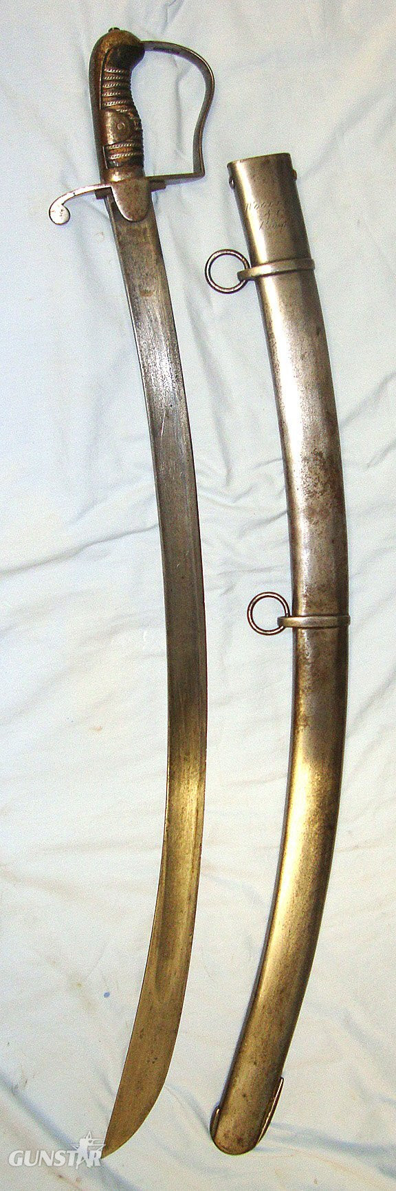  NAPOLEONIC WARS ERA**MATCHING MAKER**Georgian British 1796 Pattern Officer's Private Purchase Quality Light Cavalry Sword By Woolley & Co Birmingham & Scabbard By Woolley & Co Birmingham. Sn 23174:27 Sword