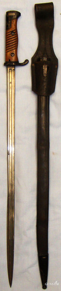 German Imperial Colonial Forces Seitengewehr Model 1898 Quillback Bayonet, Scabbard and Frog. BAYO 6275. Bayonet in 