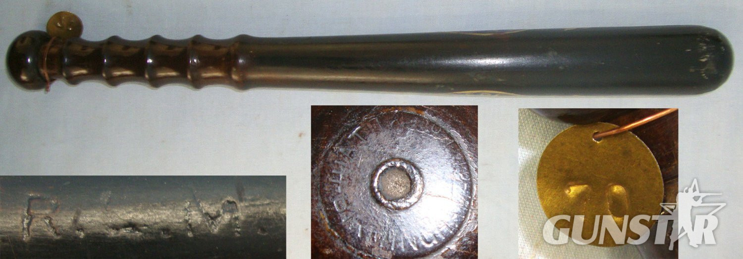  WW1 Era King’s Crown Hiatt & Co Birmingham, Hand Painted ‘KCC’ Kent County Constabulary Special Constables Lignum Vitae Police Truncheon With Collection Number Brass Tag 70** FROM THE GEORGE RALPH LEYLAND COLLECTION OF TRUNCHEONS & TIPSTAFFS** Sn 22812 Antique & Militaria
