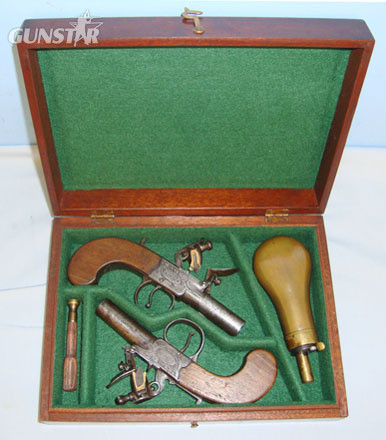 T. Ketland & Co., London 54 Bore, Box Lock Flintlock Pistols With Turn Off Barrels & Accessories None Muzzleloader in 