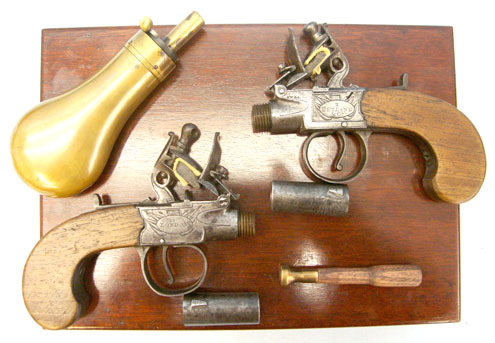 T. Ketland & Co., London 54 Bore, Box Lock Flintlock Pistols With Turn Off Barrels & Accessories None Muzzleloader