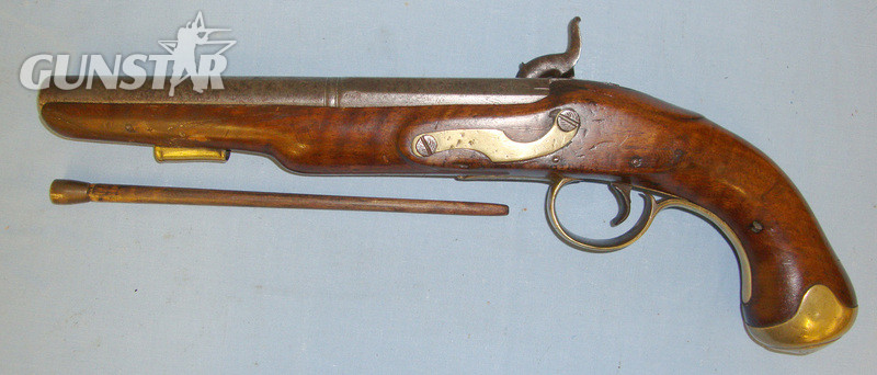  Early 1800’s English Form .700 Calbre Flintlock Converted To Percussion Traveling / Holster Pistol None Muzzleloader