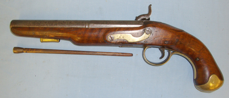  Early 1800’s English Form .700 Calbre Flintlock Converted To Percussion Traveling / Holster Pistol None Muzzleloader