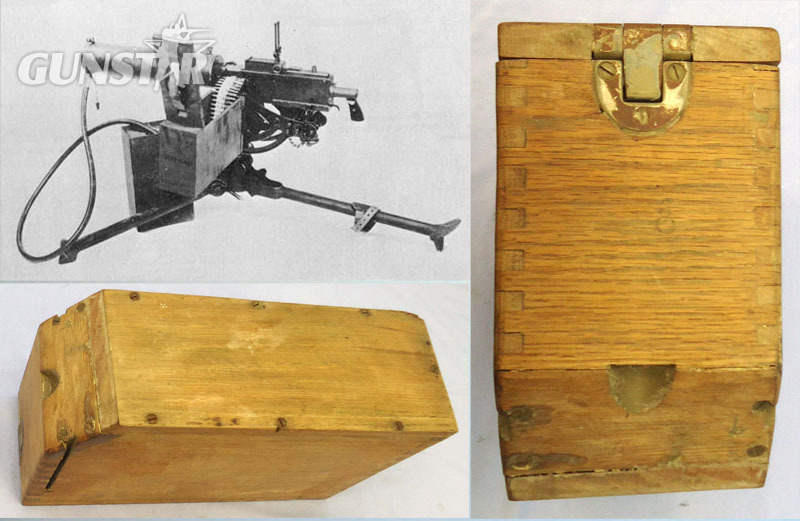  This is a rare American WW1 era wooden ammunition box for the American .30 Cal. M1917 Browning machine gun introduced in World War 1. This finger jointed wooden box has a heavy duty steel hinge which is retained by seven steel screws and a steel pin. The  wooden ammunition box for the American .30 Cal. M1917 Browning machine gun introduced in World War 1. This finger jointed wooden box has a heavy duty steel hinge which is retained by seven steel screws and a steel pin. The steel flush mounted spring loade Other Accessory