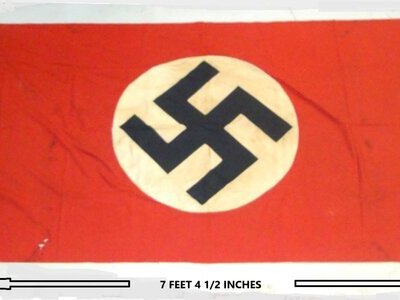 LARGE**WW2 Era Nazi German NSDAP (National Socialist German Workers\' Party) Double Sided Flag (3 Feet 9 Inches X 7 Feet 4 ½ Inches). Sn 22469  Antique & Militaria
