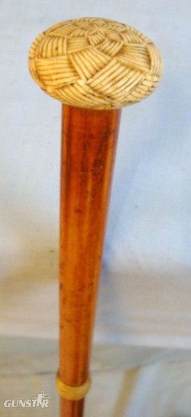  Victorian Gentleman’s Malacca Sword Stick With Diamond Form Blade & Hand Carved  Other Blade