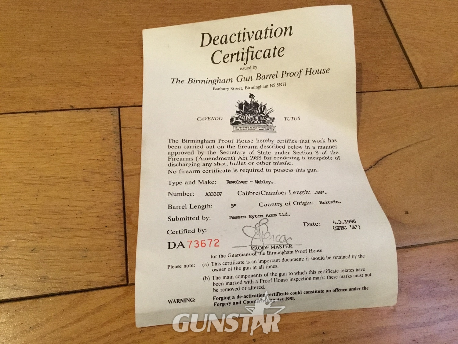 {CATEGORY} - Webley & Scott MK4 .38 Revolver in 