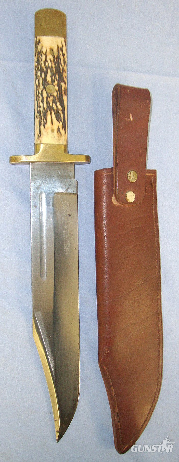  Large**John Nowill & Sons, Sheffield Bowie knife With Stag Antler Hilt Scales & Scabbard. Sn 23389  Knive