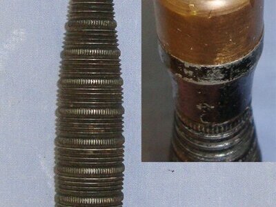 VERY RARE**TEN ROPED RINGS VARIANT**WW2 British Officer’s Private Purchase Ribbed & Roped Alloy Handle Fairbairn Sykes FS Commando Fighting Knife & Scabbard. Sn 21967:3 Knive
