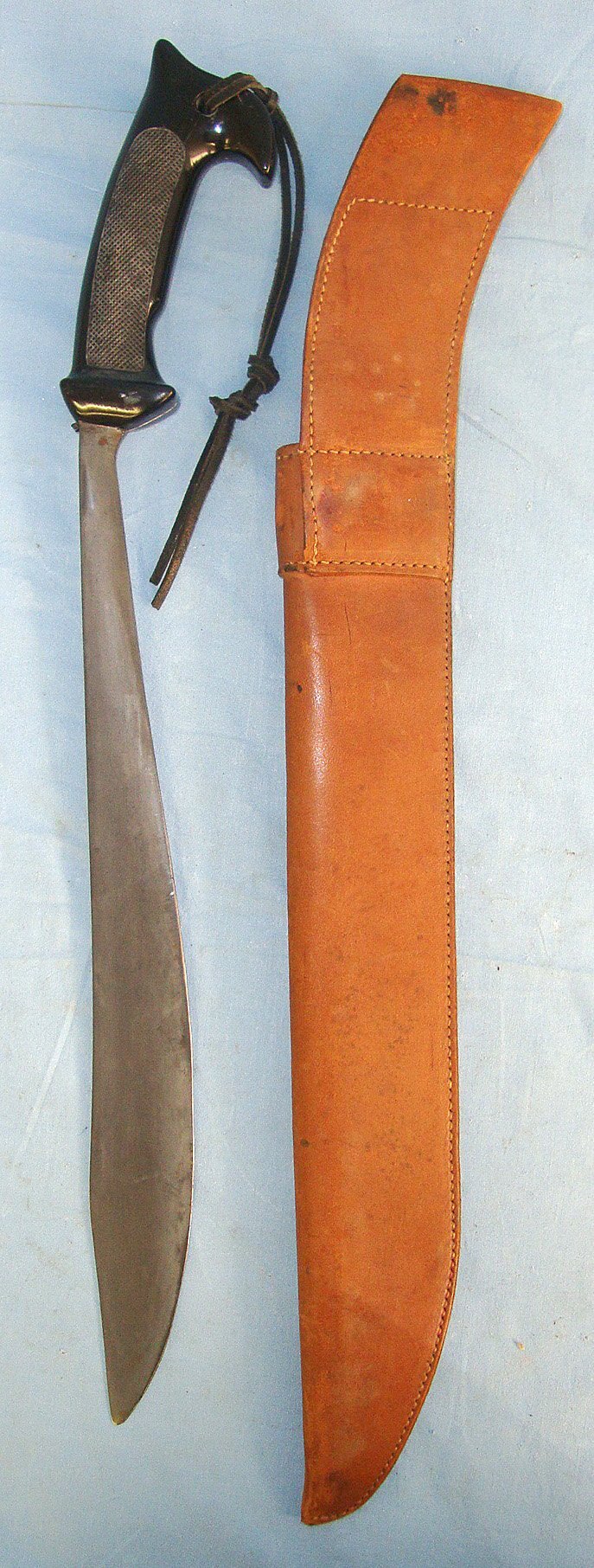  RARE** Sterile WW2 U.S. Collins No. 1253 Type 1 Paratroop & Office Of Strategic Command (O.S.S. Special Forces) Machete With Wrist Cord & Original Leather Scabbard With Integral Frog. Sn 23399 Knive