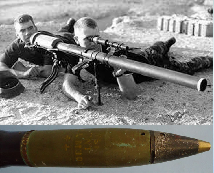  DEACTIVATED INERT. Unfired Mint American 57mm T15 Recoilless Rifle (57x410R) High Explosive (HE) Round For The 57mm T15 Recoilless Rifle. - O 1644 DEACTIVATED INERT. Unfired Mint American 57mm T15 Recoilless Rifle (57x410R) High Explosive (HE) Round For The 57mm T15 Recoilless Rifle. - O 1644  Other Ammunition
