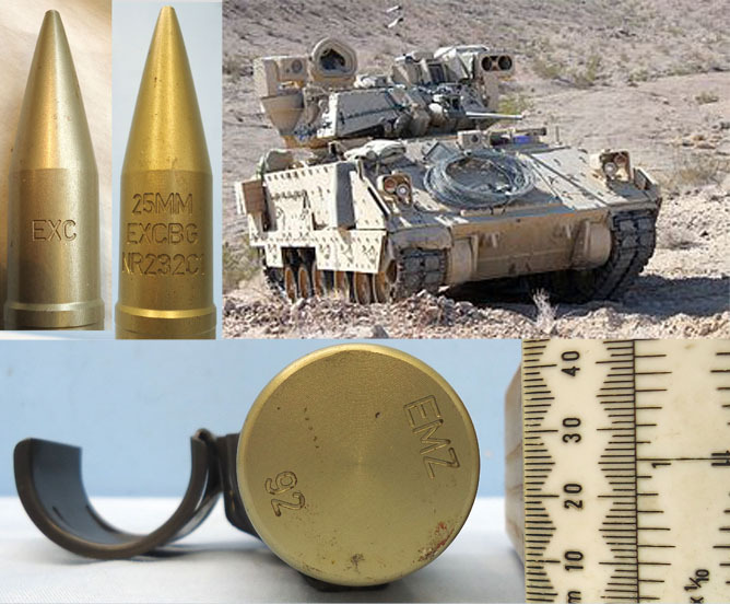 INERT DEACTIATED. Mint Dutch Made EMZ Headstamp 25mm (25x137) Dummy Drill M242 Bushmaster Round And Link For The U.S. Army M2/M3 series Bradley Fighting Vehicles. - O 1613 INERT DEACTIATED. Mint Dutch Made EMZ Headstamp 25mm (25x137) Dummy Drill M242 Bushmaster Round And Link For The U.S. Army M2/M3 series Bradley Fighting Vehicles. - O 1613  Other Ammunition